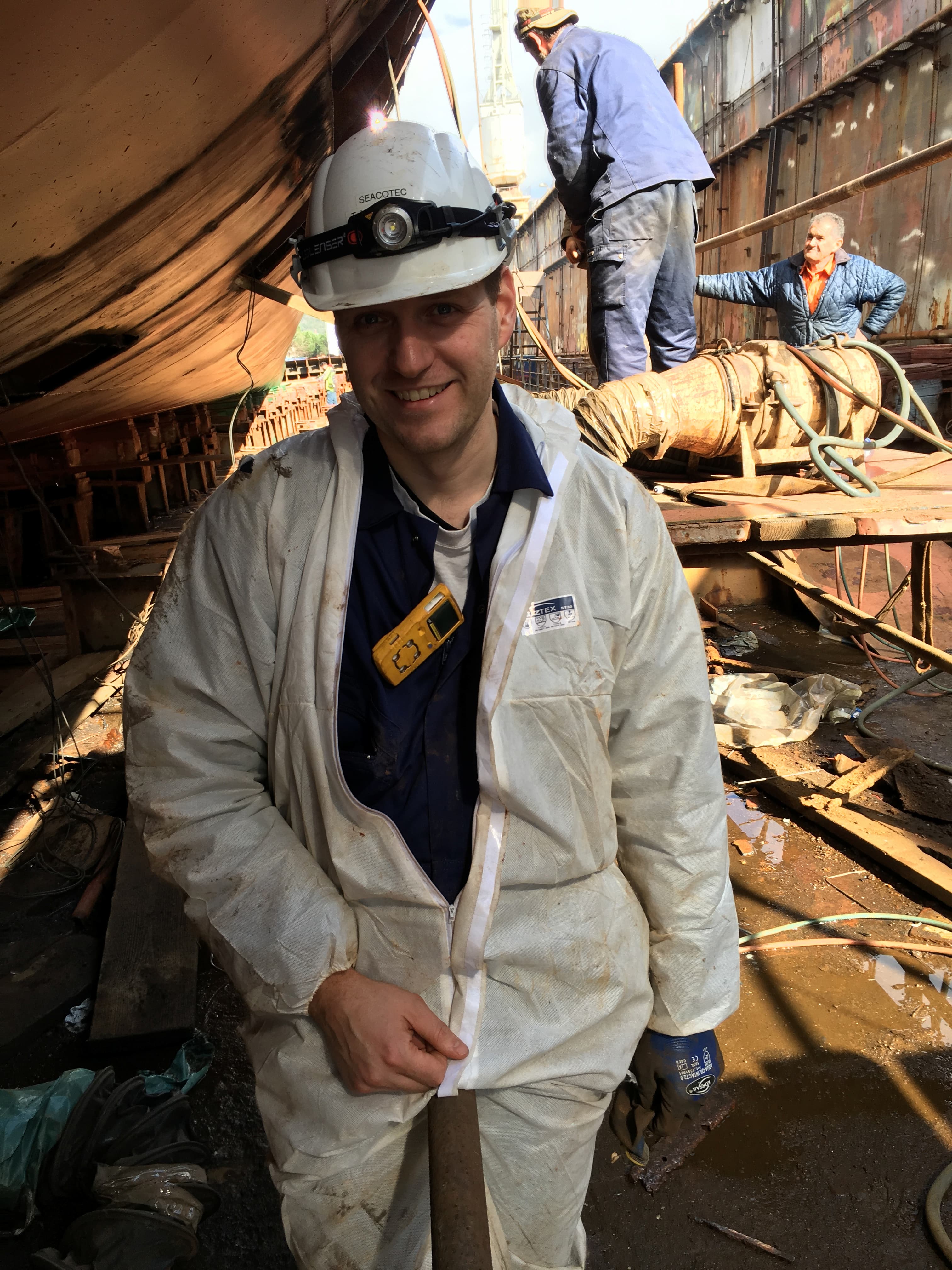 Hull inspection at shipyard